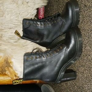 Dr. Martens Black Leather High Heel  Lace Up Boots